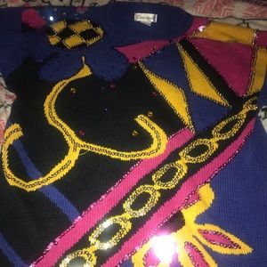 purple vintage sequence sweater